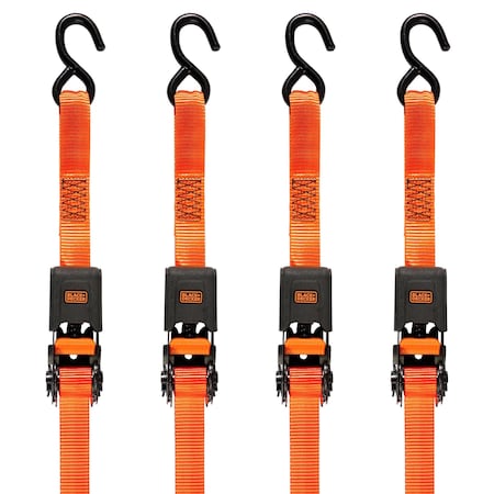 Black & Decker 12' x 1 in Ratchet Straps, 1500 lb, 4PK BDX1006
